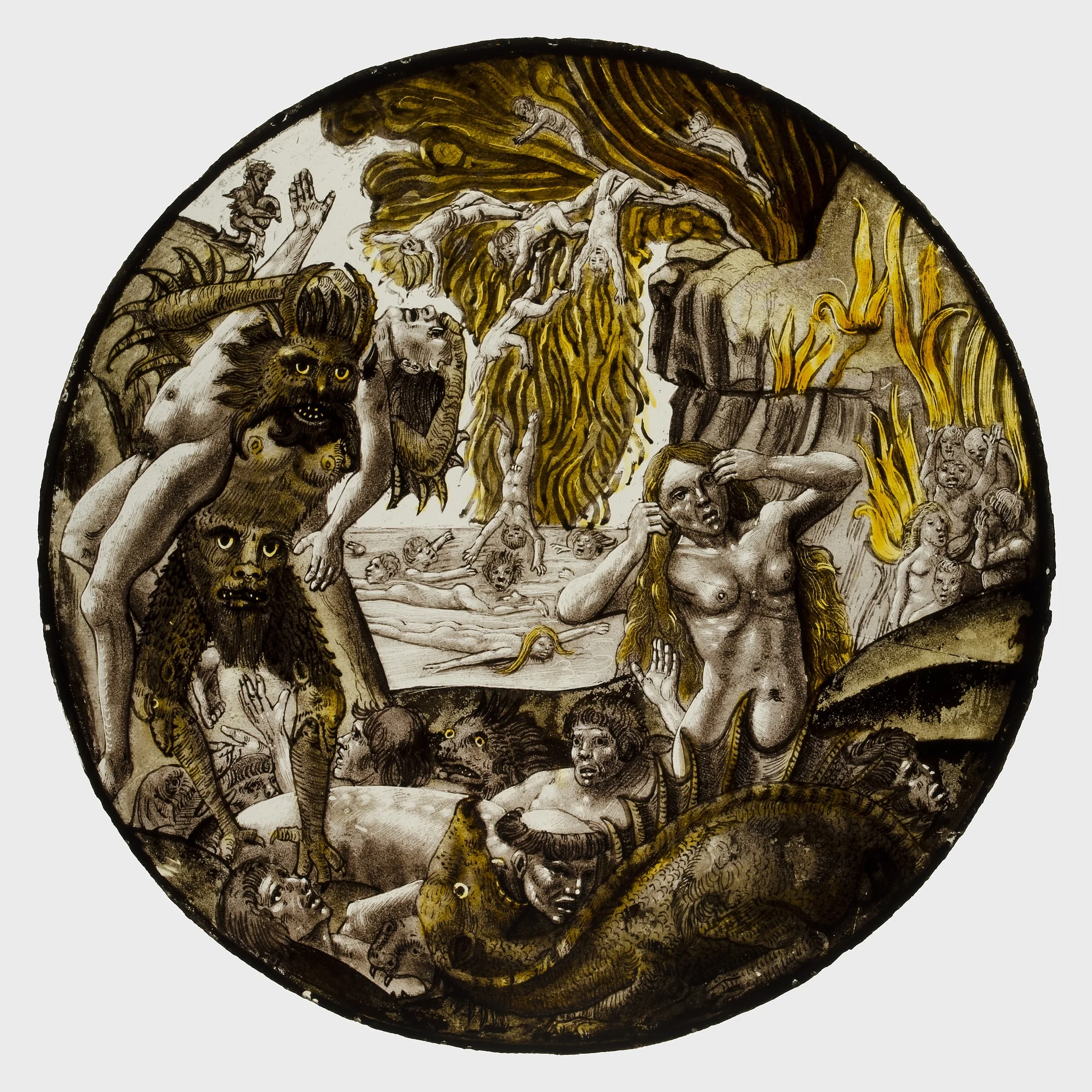 Roundel with Souls Tormented in Hell, detail