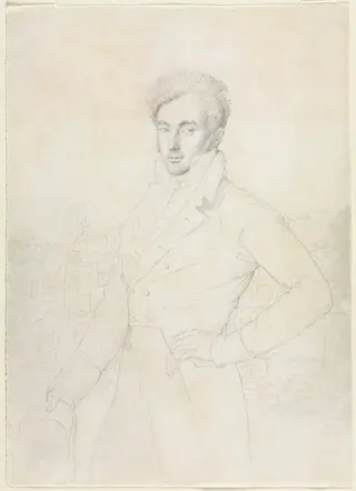 Portrait of a Young Man Standing on the Quirinal with the Turris Comitum in the Background, by Jean Auguste Dominique Ingres, 1804