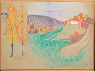 Autumn Landscape, by Edvard Munch, gouache, 1940