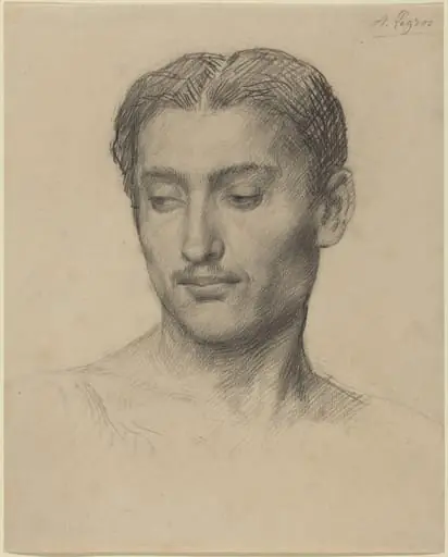 Head of a Young Man, by Alphonse Legros, charcoal, 1874