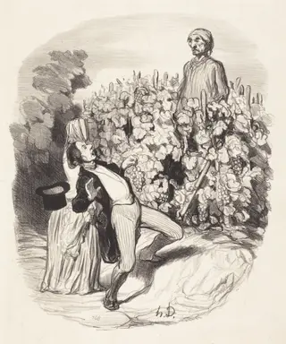 Ah! Saperlotte, je crois que nous sommes pincés!, by Honoré Daumier, ink, 1845