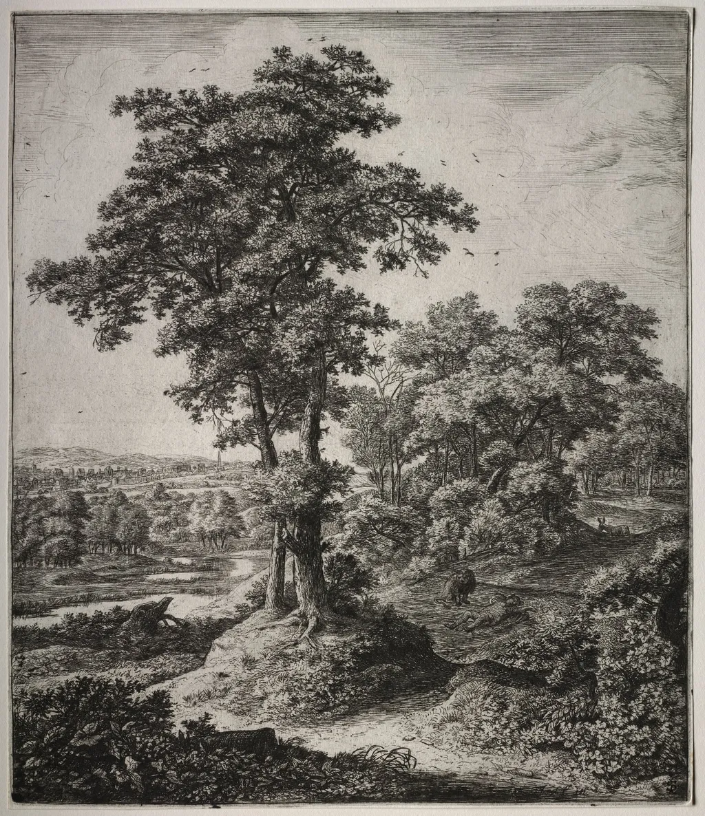 Six large upright landscapes with scenes from the Old Testament: The Unfaithful  Prophet of Judah, by Antonie Waterloo, 1665