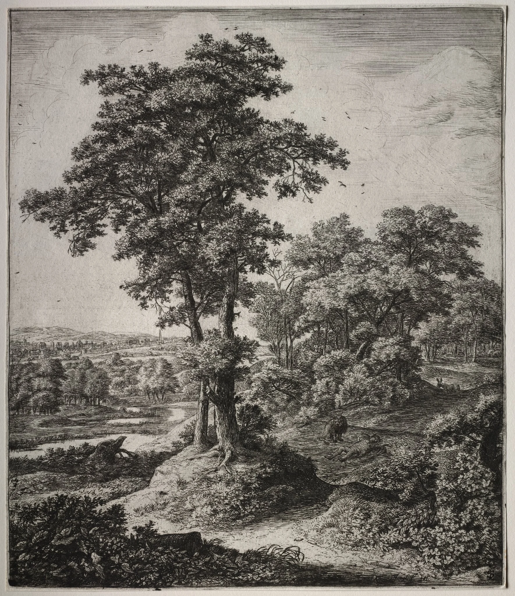 Six large upright landscapes with scenes from the Old Testament: The Unfaithful Prophet of Judah, detail