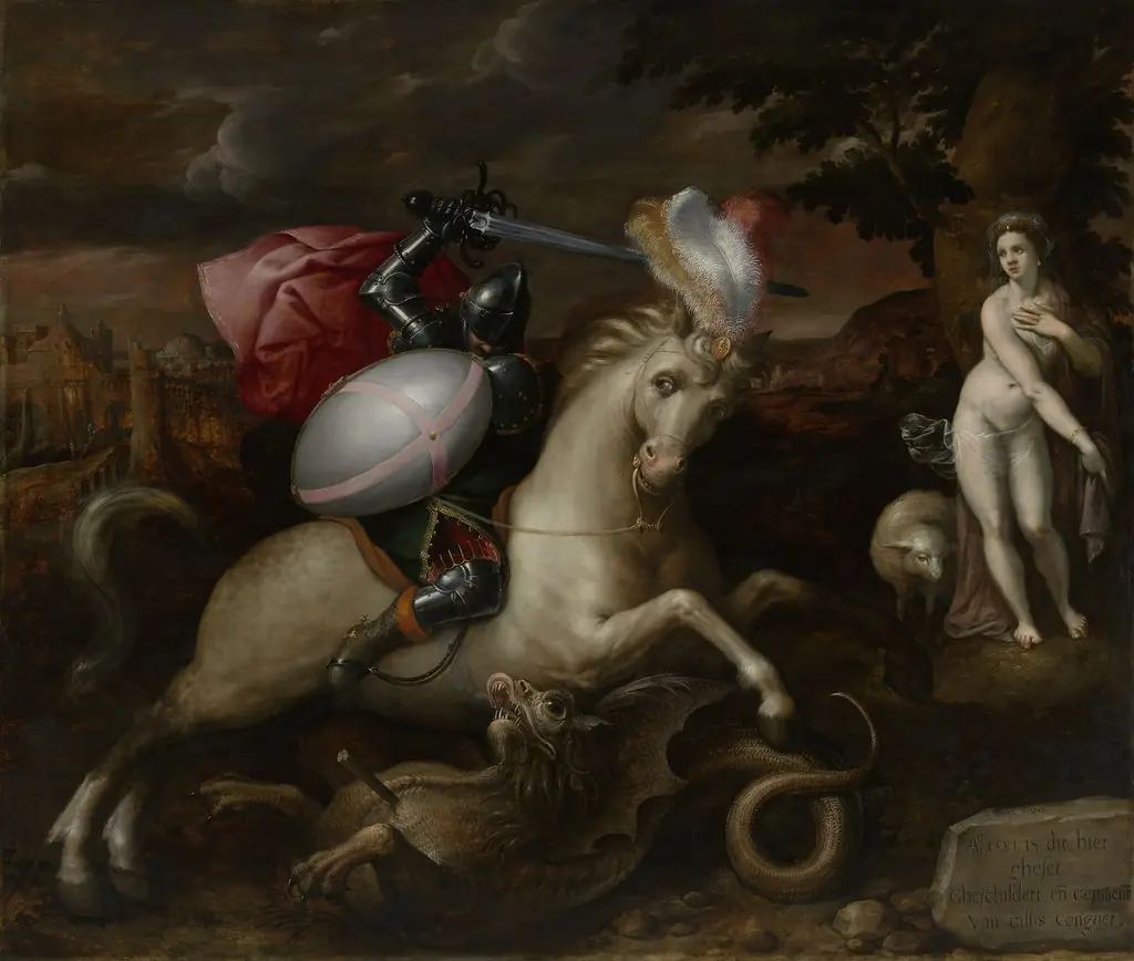 Saint George, by Gillis Coignet, oil, 1591