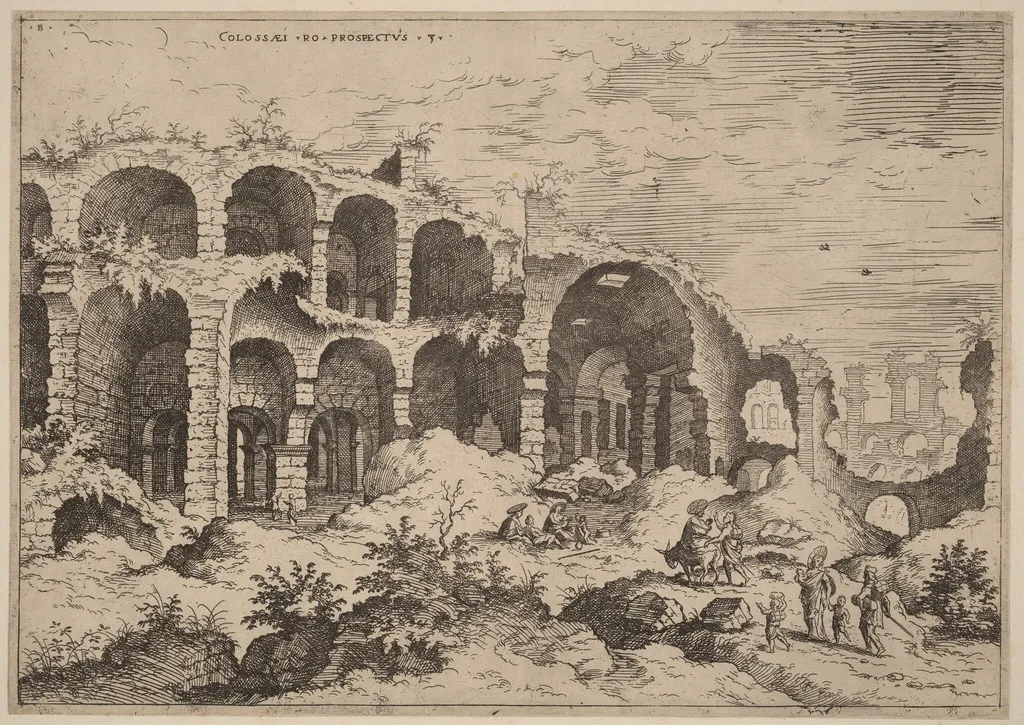 Third View of the Colosseum, by Hieronymus Cock, ink, 1550