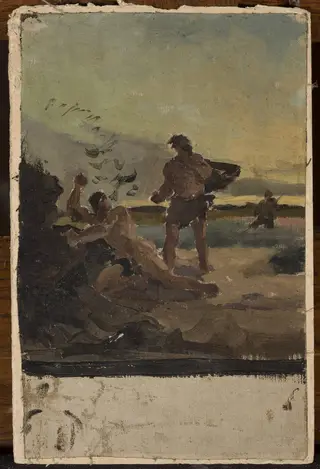 Brother robbers, sketch for a painting, by Jan Ciągliński, unspecified, 1891