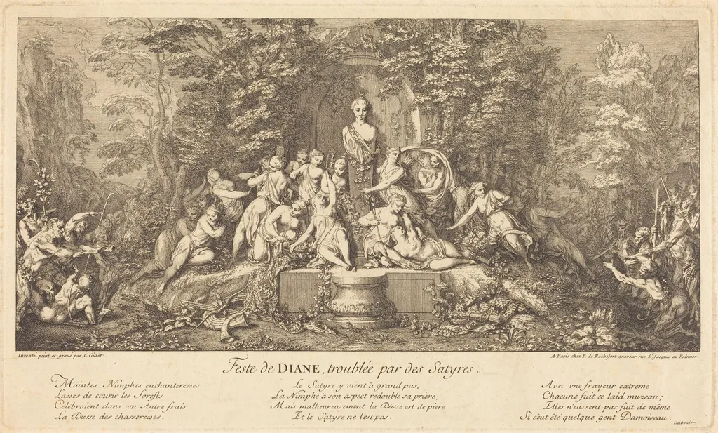 Feste de Diane, Troublee par des Satyres (Feast of Diana Disrupted by Satyrs), by Claude Gillot, ink, 1698