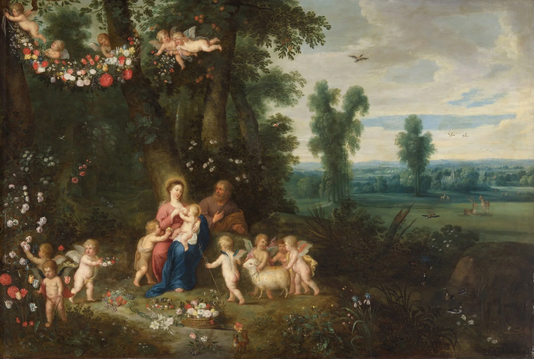 Madonna and Child, St John the Baptist and Angels, detail