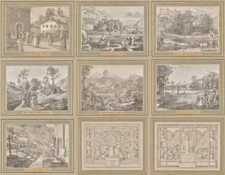 Seven Areas from Salzburg and Berchtesgaden. Arranged according to the seven days of the week, connected by two allegorical sheets, by Ferdinand Olivier, 1820