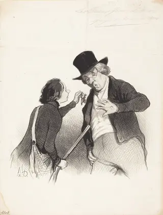 Un Début a la chasse, by Honoré Daumier, ink, 1844