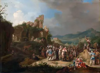 The Preaching of John the Baptist, by Bartholomeus Breenbergh, oil, 1634