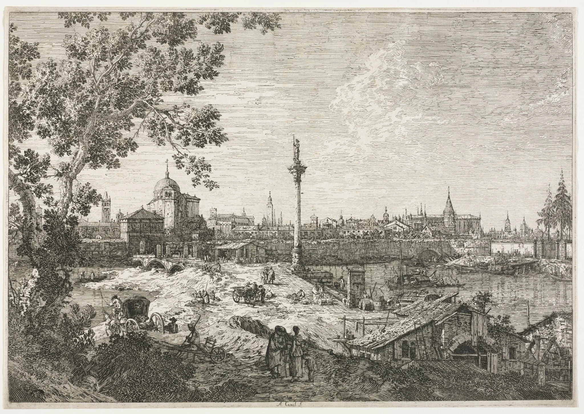Panorama of a City on a River, detail