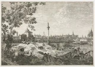 Panorama of a City on a River, by Canaletto, 1704