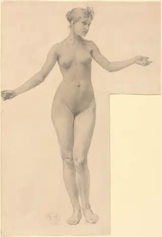 Female Nude with Outstretched Arms, by Karel Vitezslav Masek, charcoal, 1896