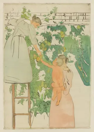 Gathering Fruit, by Mary Cassatt, ink, 1893