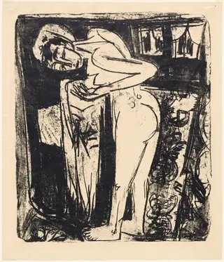Standing Nude in a Room, by Ernst Ludwig Kirchner, ink, 1921