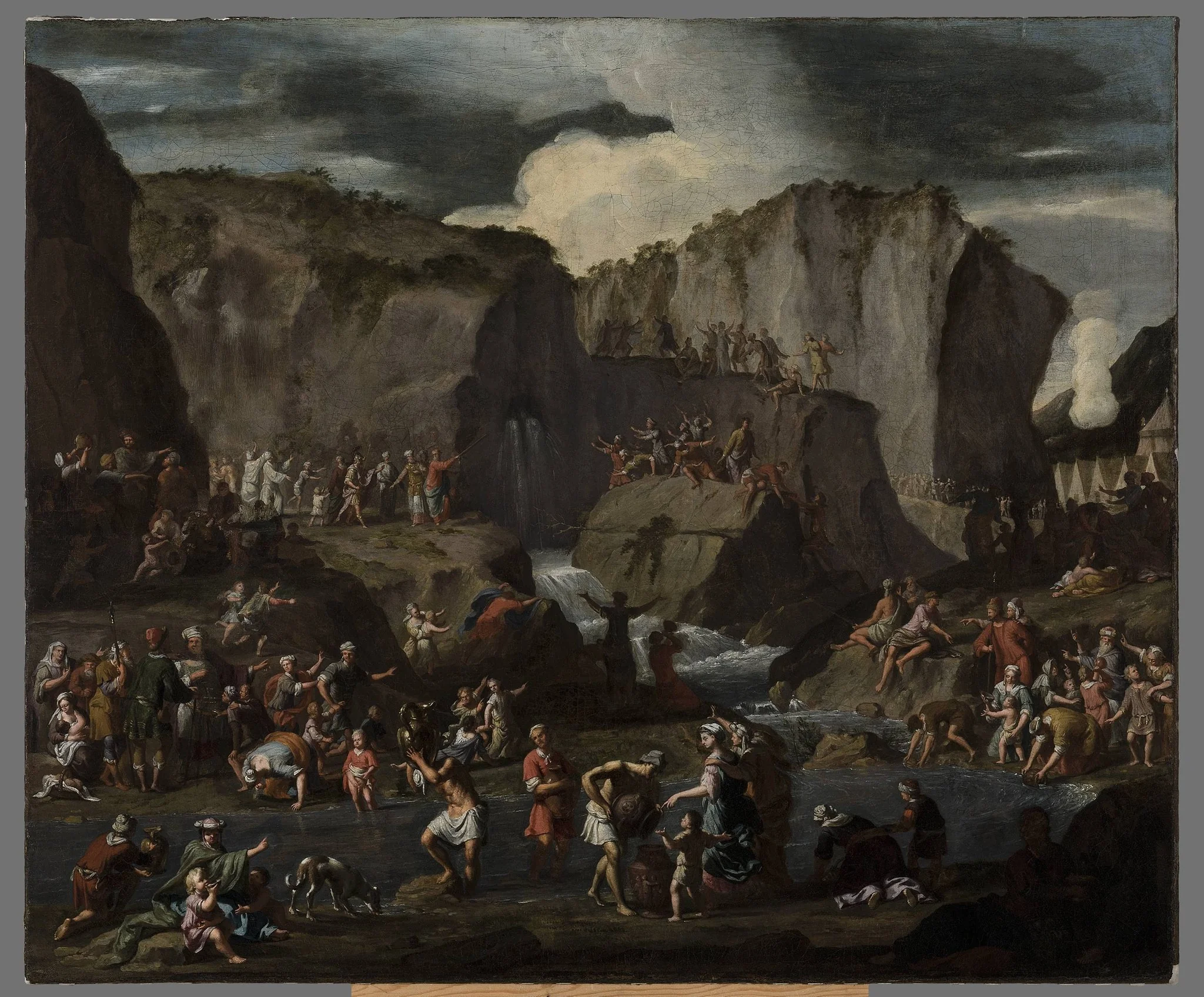 Moses bringing forth water from the rock, detail