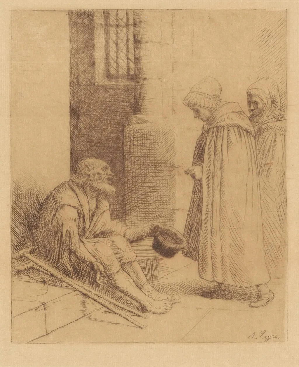 Charity (La Charité), by Alphonse Legros, ink, 1881