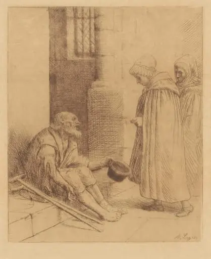 Charity (La Charité), by Alphonse Legros, ink, 1881