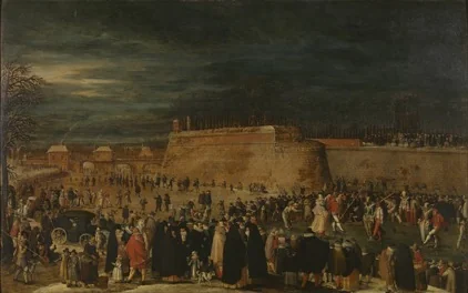 Ice Skating on the Antwerp moat, detail
