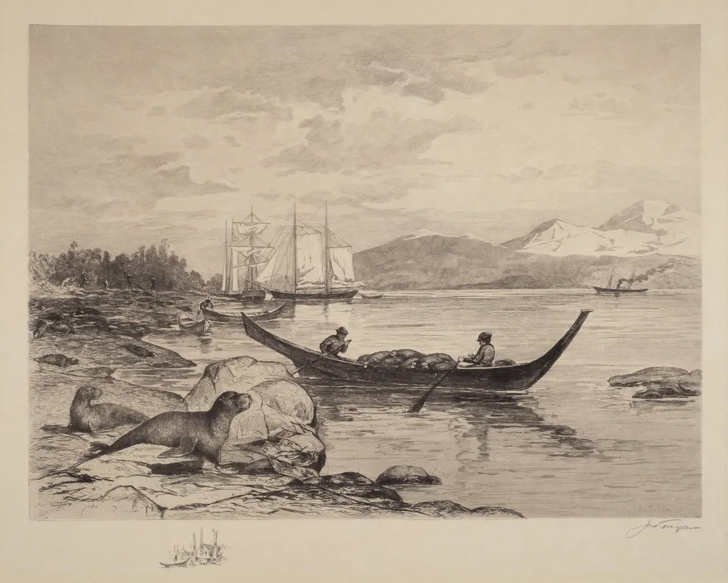 Alaska Seal Fisheries, by James Fagan, ink, 1898