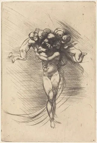 Allegory of Spring, by Auguste Rodin, ink, 1885