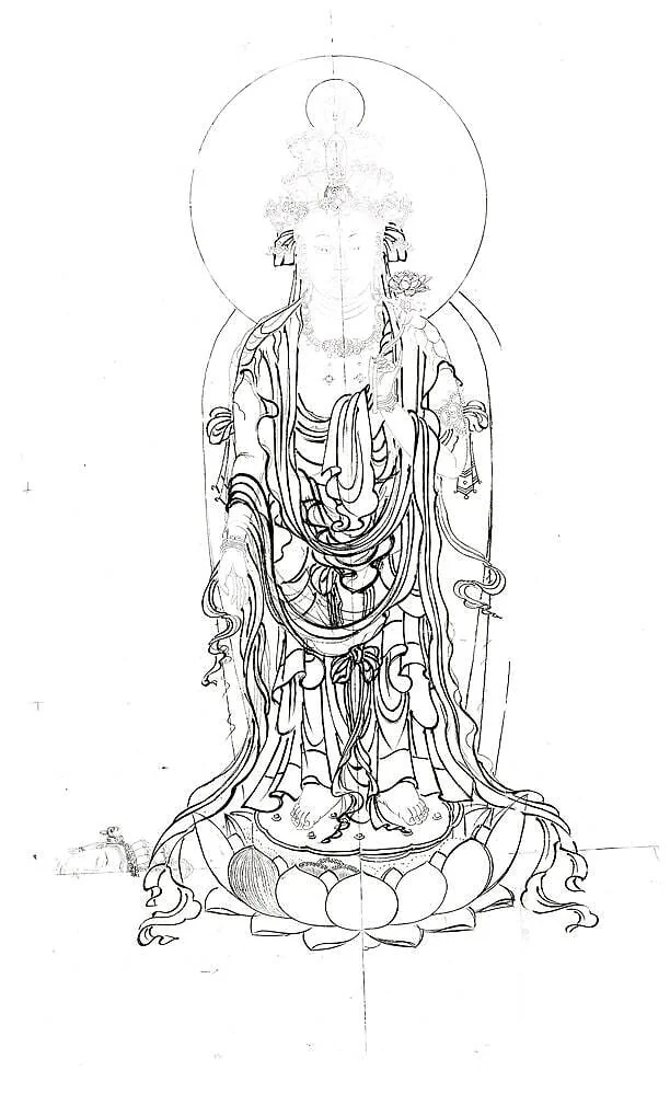 十一面観音像下絵|Drawing of Eleven-headed Kannon, detail