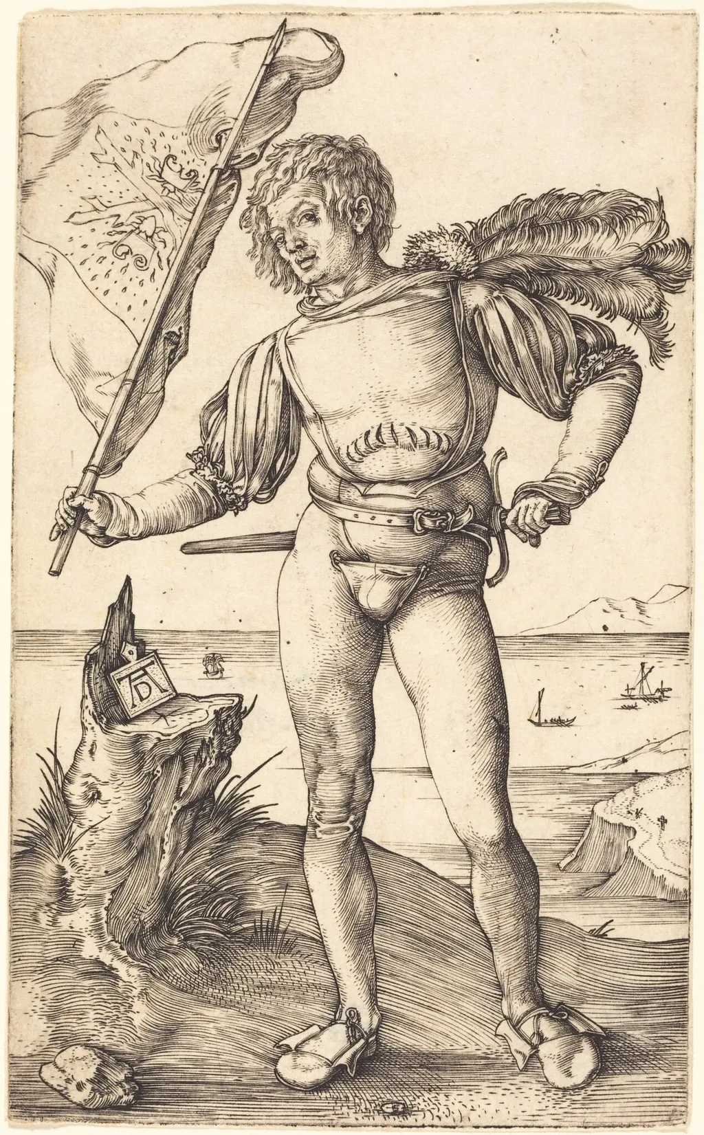 Standard Bearer, by Albrecht Dürer, ink, 1502