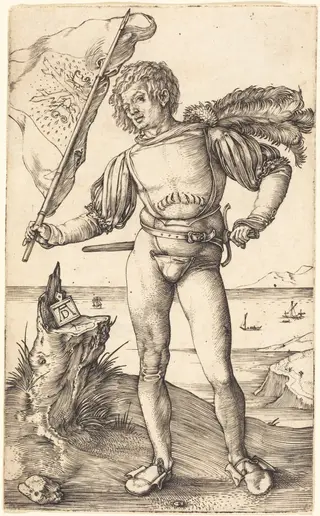 Standard Bearer, by Albrecht Dürer, ink, 1502