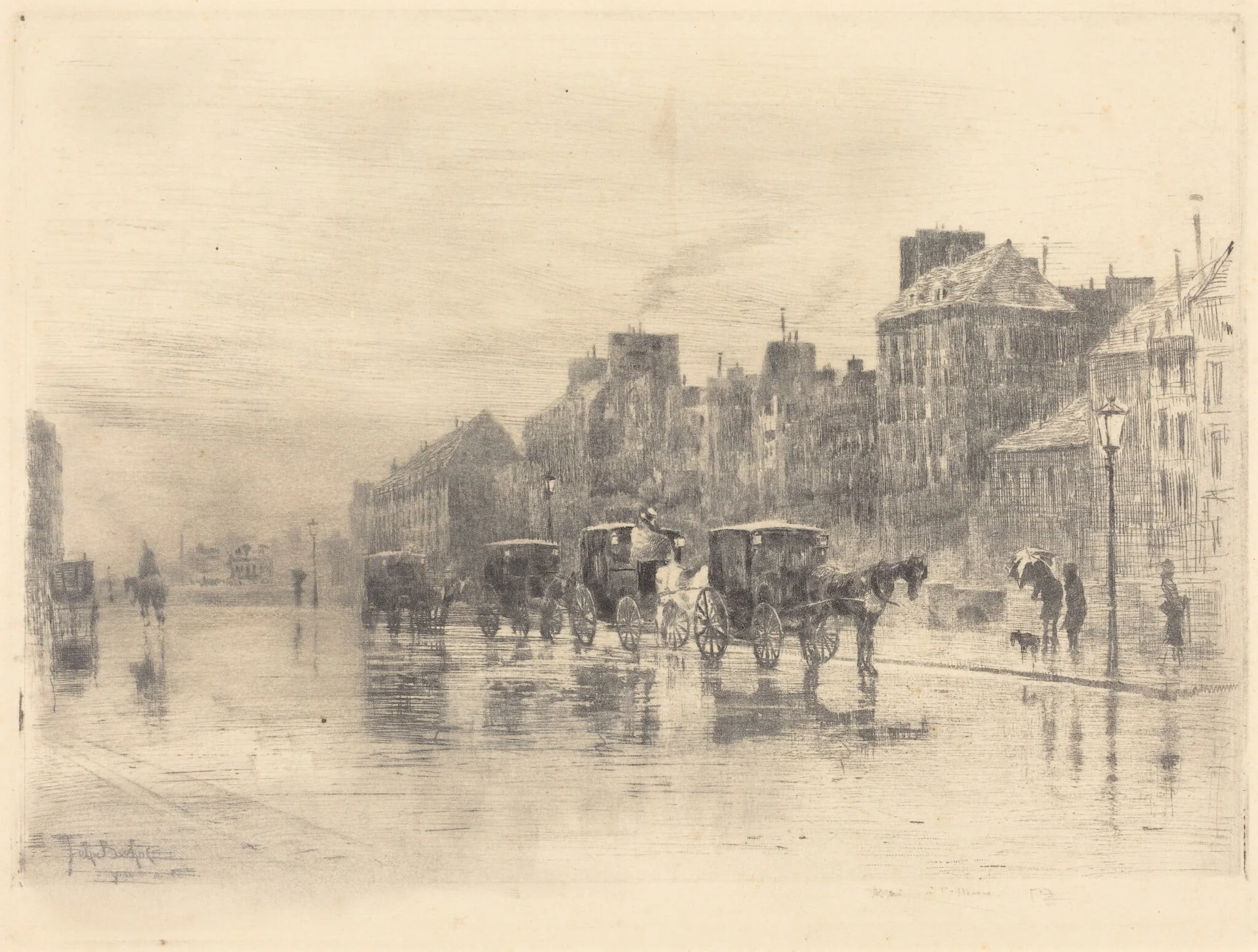 Une Matinée d'Hiver au Quai de l'Hôtel-Dieu (Winter Morning on the Quai de l'Hôtel-Dieu), detail