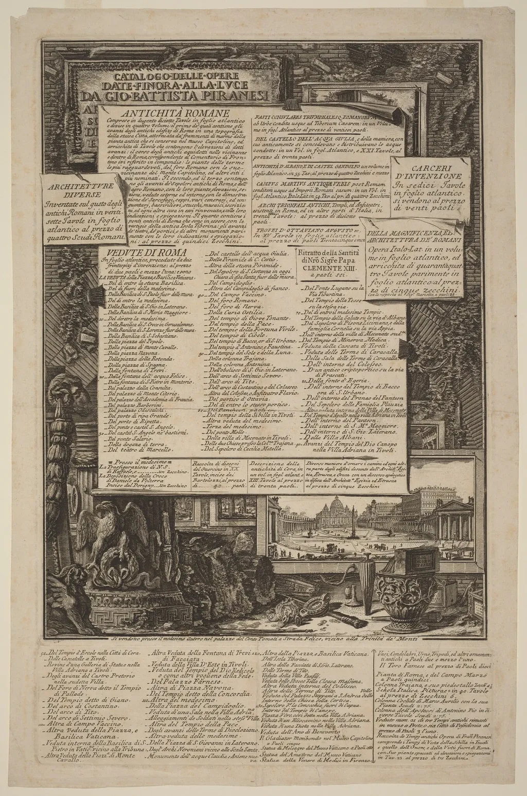 Catalogo delle Opere Date Finora Alla Lvce Da Gio Battista Piranesi, by Francesco Piranesi, ink, 1749