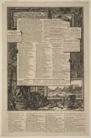 Catalogo delle Opere Date Finora Alla Lvce Da Gio Battista Piranesi, by Francesco Piranesi, ink, 1749