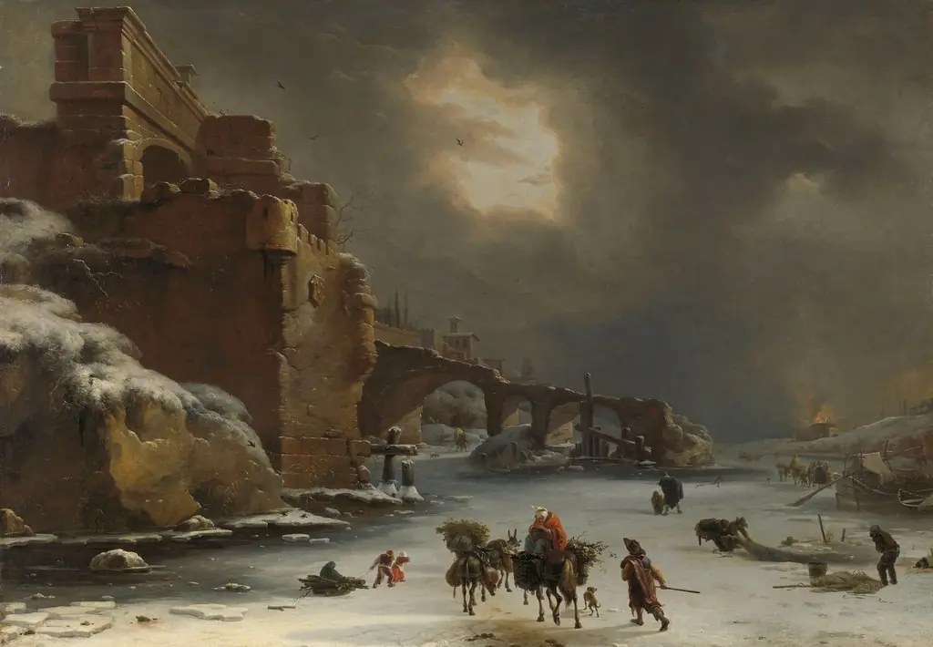 City Walls in Winter, by Willem Schellinks, oil, 1650