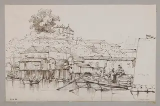 College of San José from the adjacent boat-village, Macao, by George Chinnery, 19