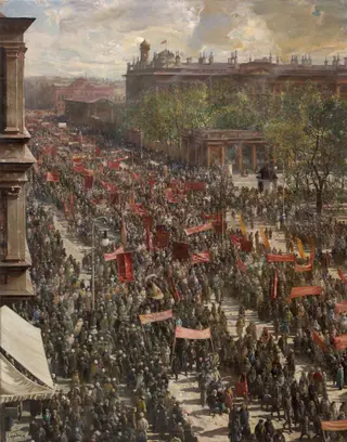A Demonstration on 25 October Prospect, by Isaak Brodsky, oil, 1934