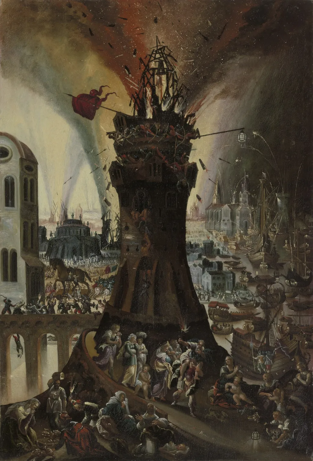 The Fire of Troy, by Pieter Schoubroeck, oil, 1601