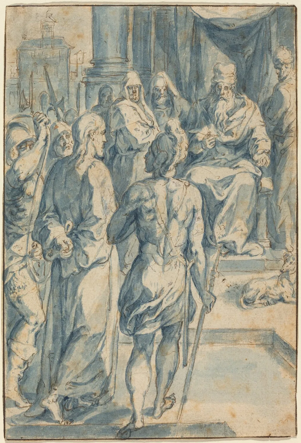Christ before Caiaphas, by Crispin van den Broeck, ink, 1558
