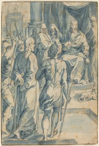 Christ before Caiaphas, by Crispin van den Broeck, ink, 1558
