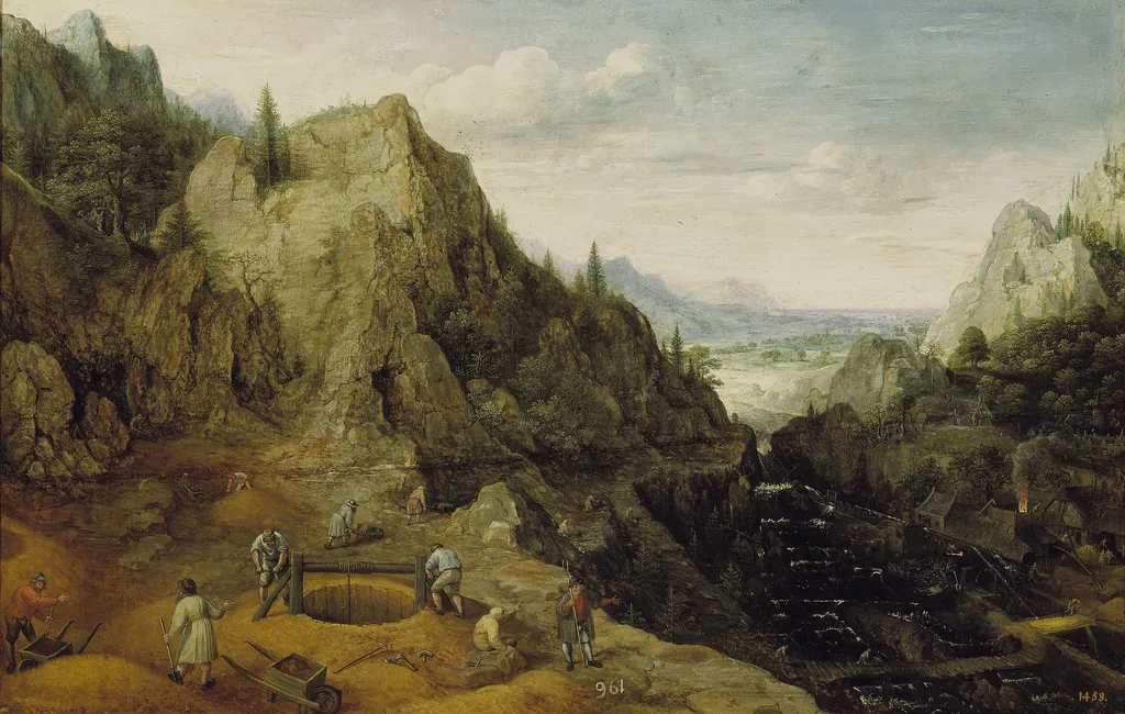 Landscape with Ironworks, by Lucas van Valckenborch, oil