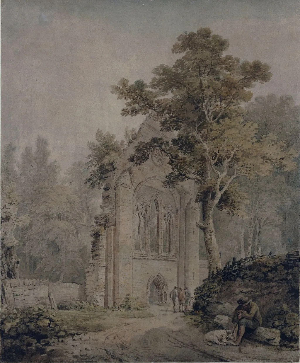 Doorway of a ruined abbey, by Joseph Powell, watercolor, 1800
