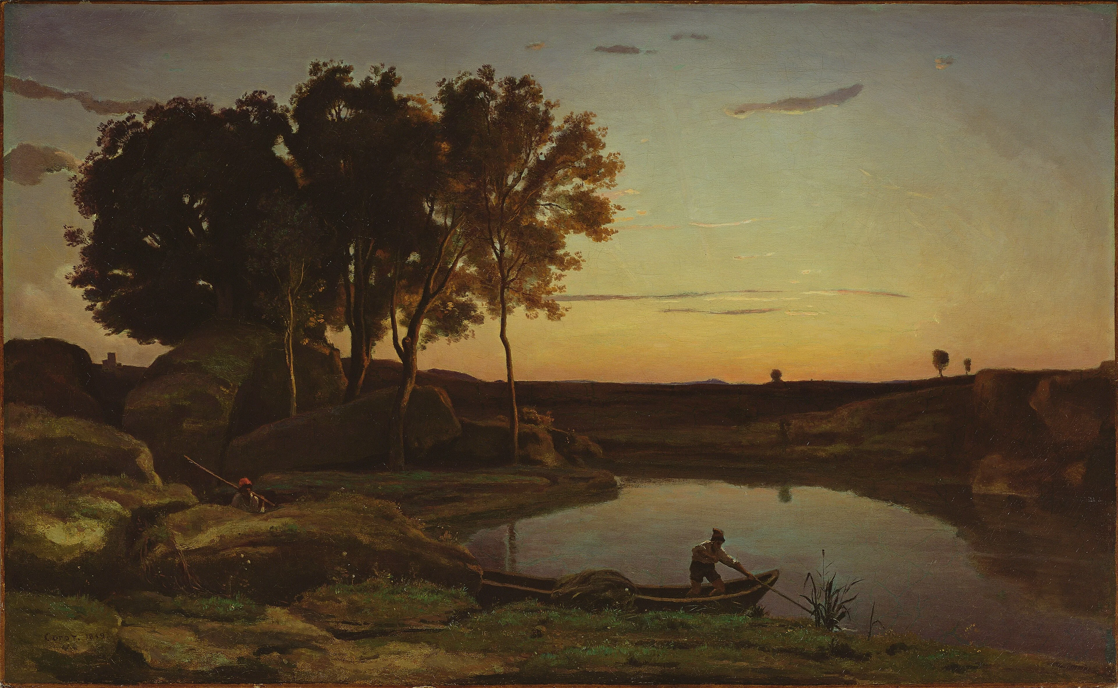 Landscape with Lake and Boatman, detail