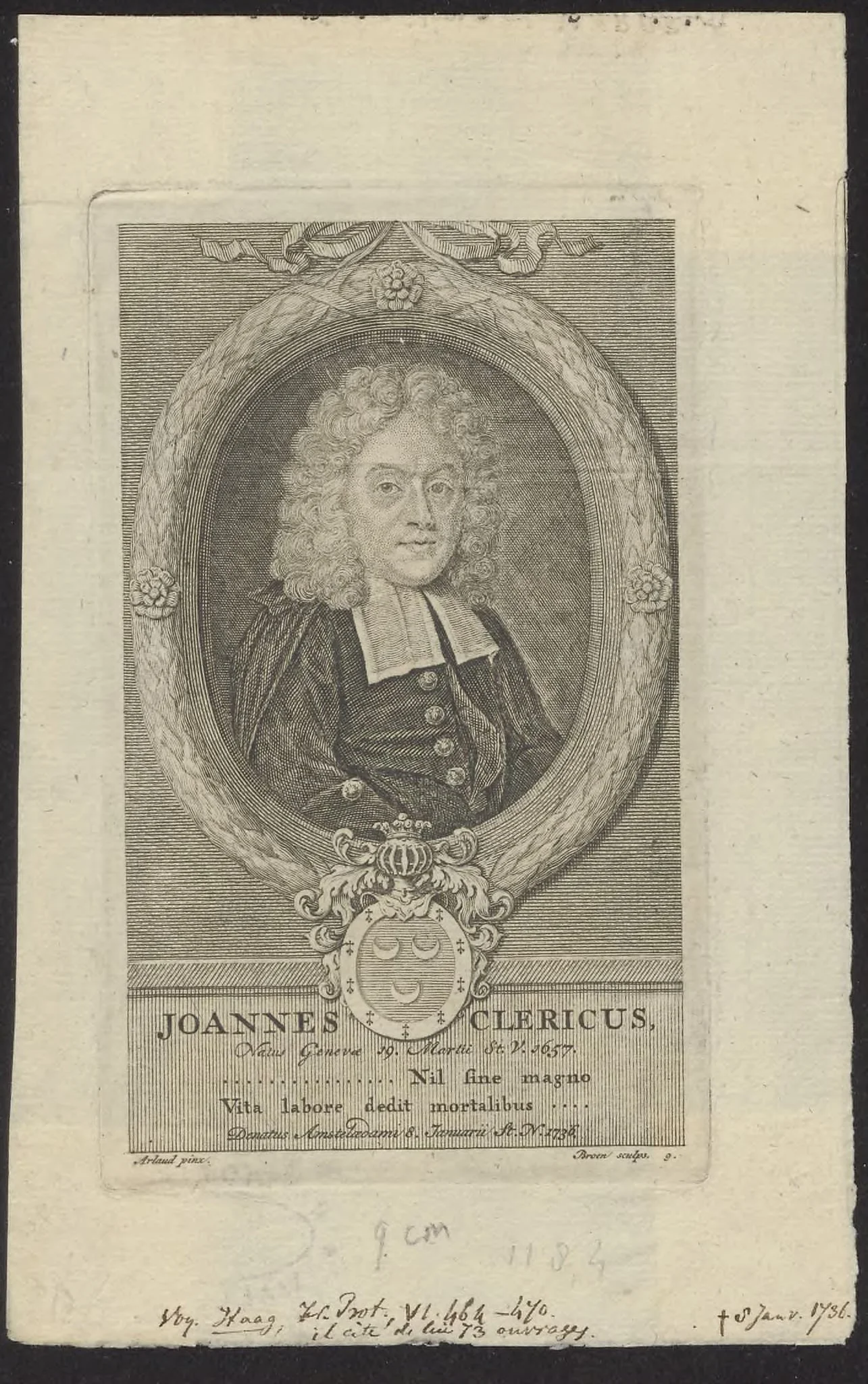 Portrait of Joannes Clericus, detail