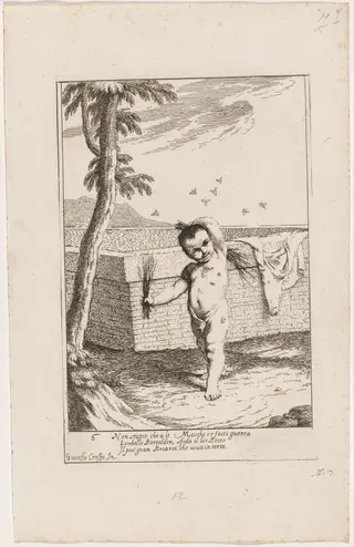 Bertoldino Whipping Himself to Kill Flies, by Giuseppe Maria Crespi, ink, 1712