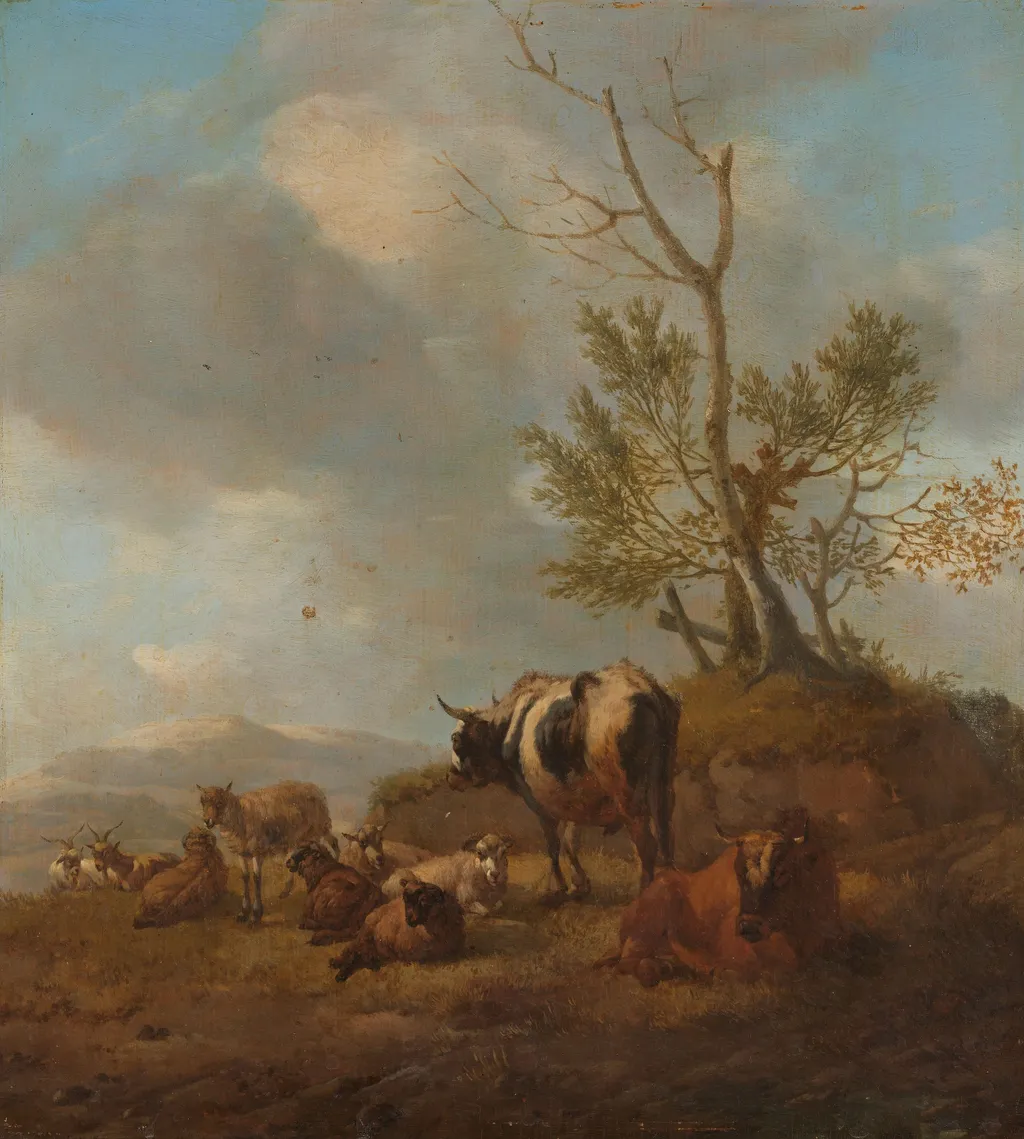 Landscape with cattle, by Willem Romeyn, oil, 1650