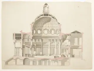Design for St Mary's Church, St Marylebone, by Chambers, 1774