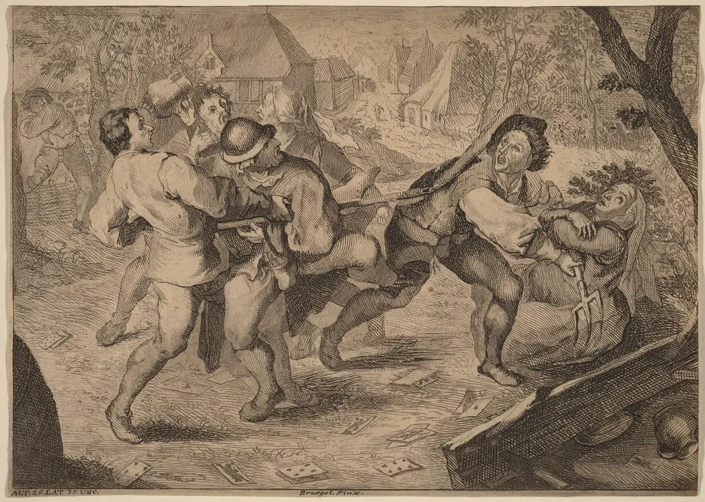 Peasants Fighting, by Anton Joseph Prenner, ink, 1732
