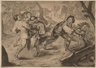 Peasants Fighting, by Anton Joseph Prenner, ink, 1732