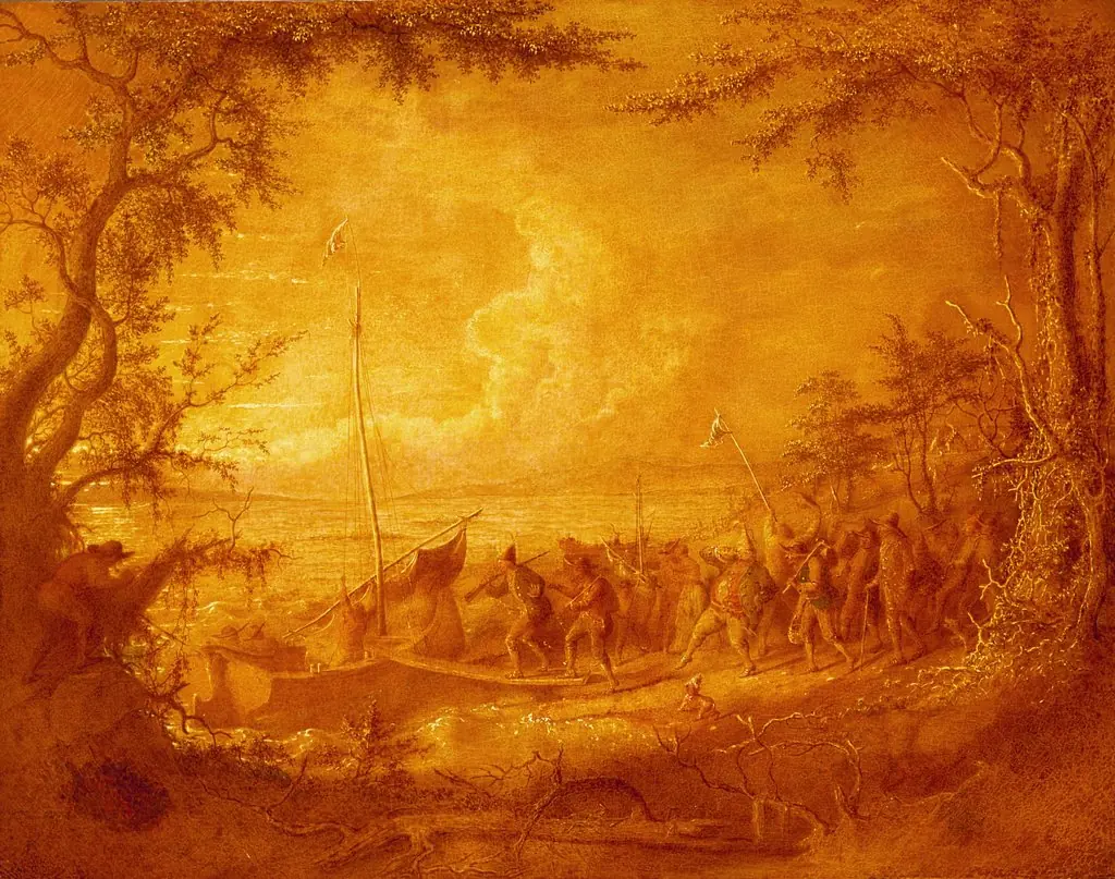 Embarkation from Communipaw, by John Quidor, oil, 1861