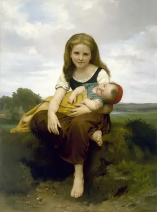 The Elder Sister, by William Adolphe Bouguereau, oil, 1869