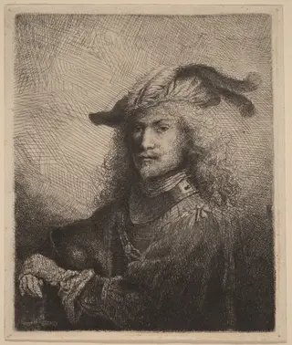 Portrait of an Officer, by Ferdinand Bol, ink, 1645